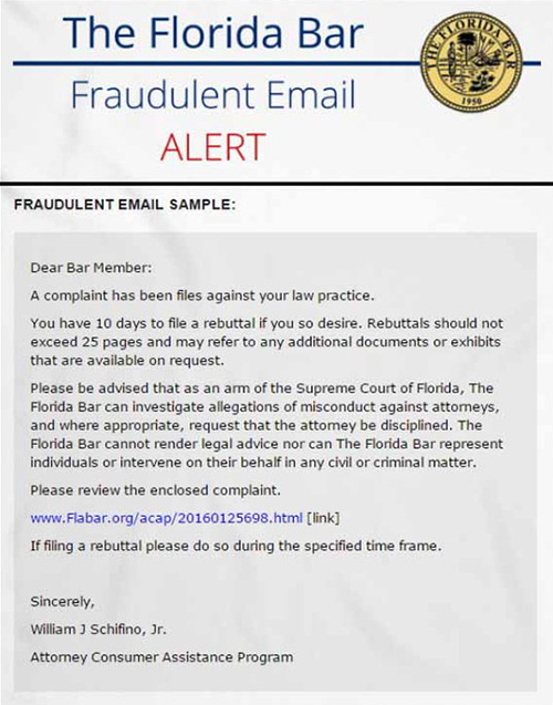 Scam Alert from Florida Bar