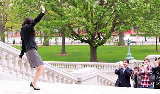 Tamara Johnson poses in front of the Capitol