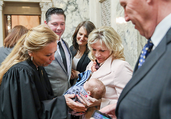 Justice Annette Ziegler with baby