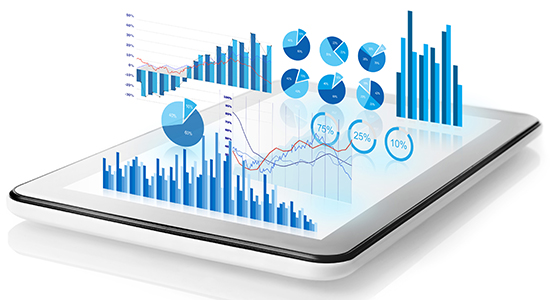 tablet with charts