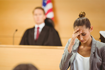 ashamed female defendant