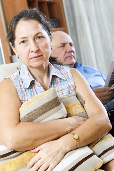 uphappy older couple