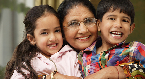 grandmother with grandchildren