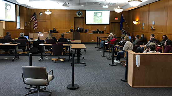 courtroom with precautions