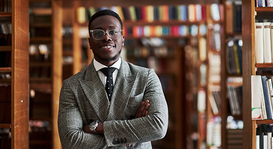 young law student in law library