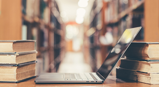 laptop in library