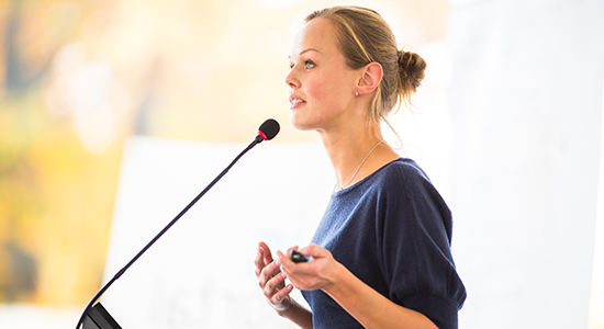 woman giving speech