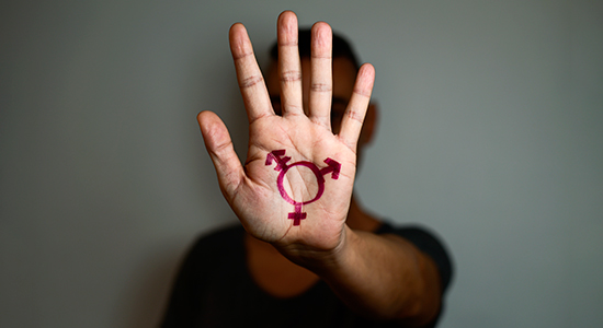 transgender symbol on hand