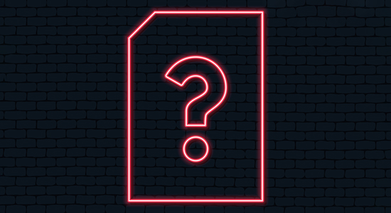 question mark document neon sign
