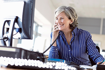 woman takes business call