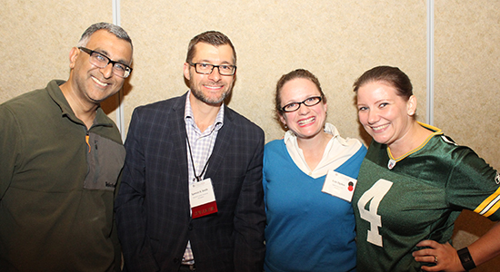 Nilesh Patel, Spencer Smith, Erin Ogden, and Aly Lynch at the Packer viewing party