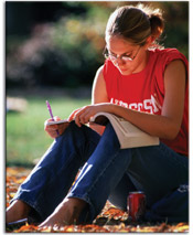 Student studying on UW Campus - Photo:Jeff     Miller/University Communications