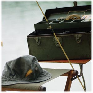 Tackle Box and Fishing hat