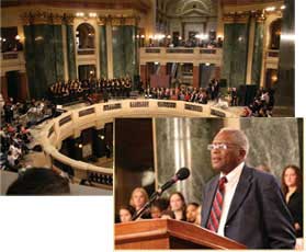 Civil rights attorney Fred Gray, inset at Capitol