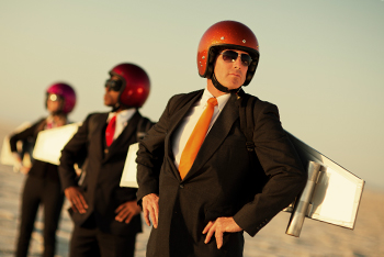 businessmen with jet packs