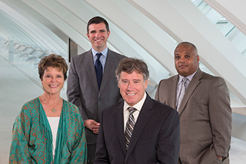 Top legal innovators at Milwaukee Art Museum. From left: Susan Hansen, David Simon, Norman Gahn, and Stanley Davis.