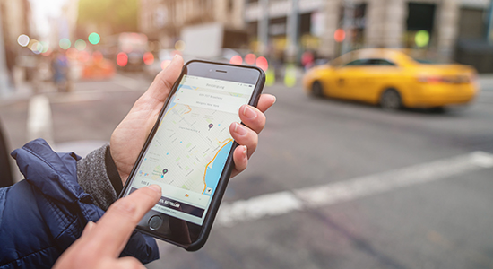 Uber app on smartphone