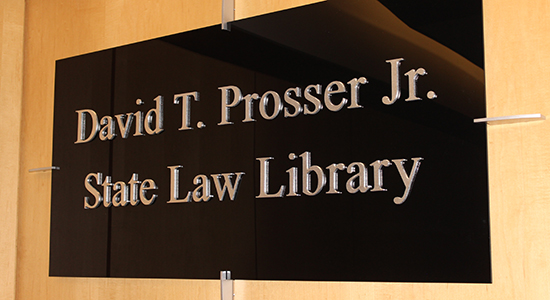 Prosser Law Library sign