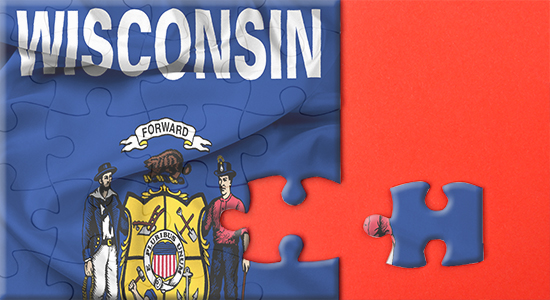 Wisconsin state flag as puzzle