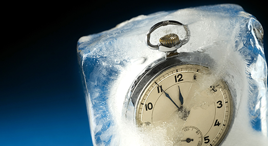 clock in ice