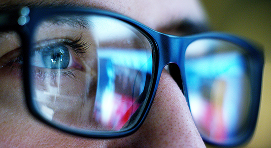 glasses with computer reflection