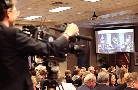 Attendees listening