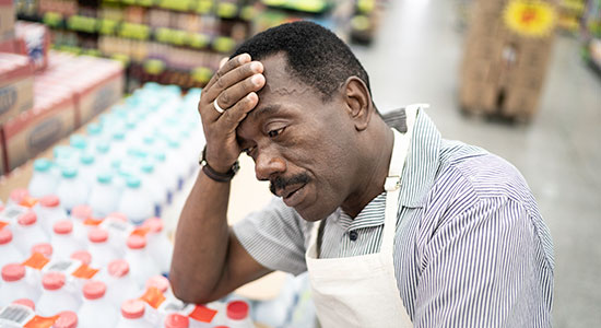 frustrated grocery store worker