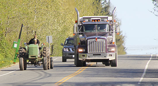 tractor on road