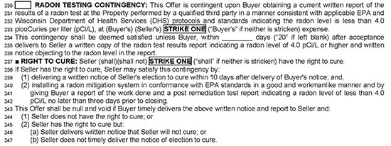 Radon Testing Contingency 