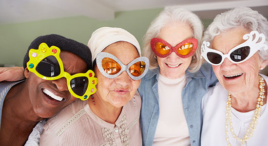 elderly ladies wearing sunglasses