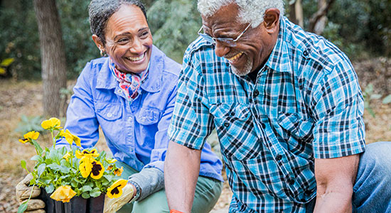 older couple gardening