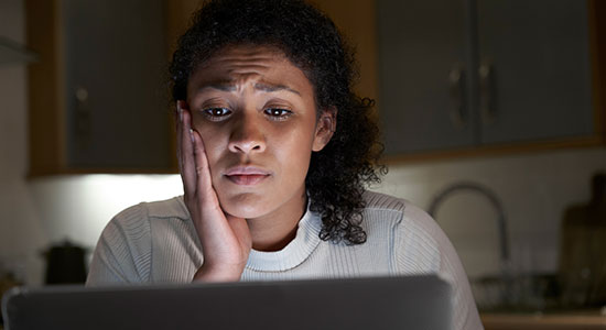 staring at computer screen