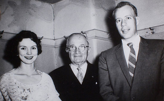 President Harry Truman flanked by Fred and his first wife, Betty