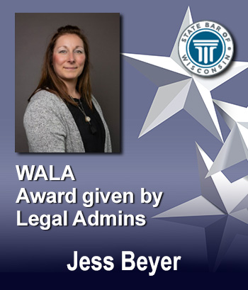 Wisconsin Association of Legal Administrators Award - Jess Beyer