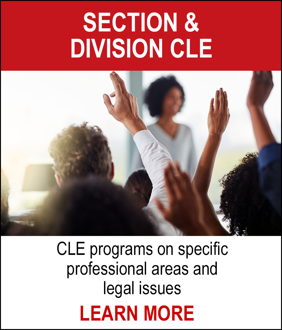 SECTION & DIVISION CLE - CLE programs on specific professional areas and legal issues - LEARN MORE