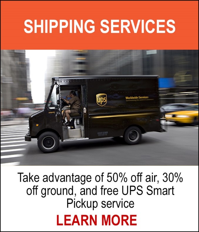 UPS Shipping Services - Take advantage of 50% off air, 30% off ground, and free UPS Smart Pickup service
