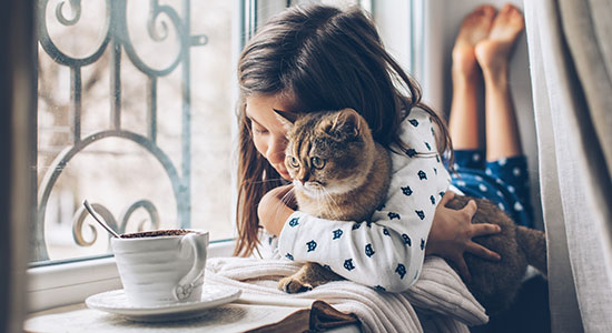 girl with cat