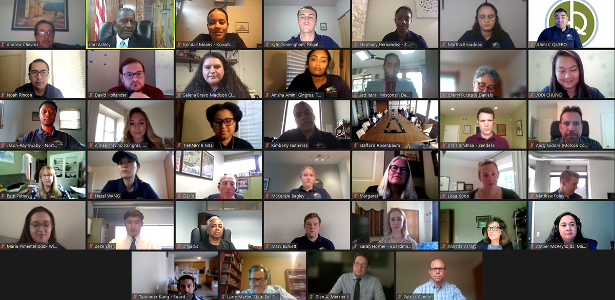 Participants in the State Bar of Wisconsin Diversity Clerkship Program gather via Zoom to celebrate