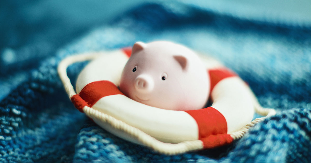 piggybank in life preserver