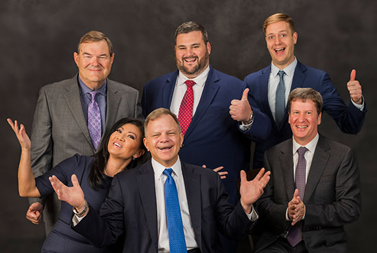 Lori Waldron, Timothy A. Nettesheim, James A. Pellegrini; back row: Thomas A. Myers, Andrew T. Frost, and Erik Vickstrom