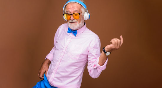 elderly man rocking out